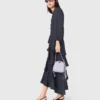 Vestido maxi com folhos