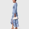 Vestido maxi com folhos