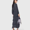 Vestido maxi com folhos
