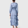 Vestido maxi com folhos