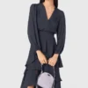 Vestido maxi com folhos