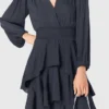 Vestido maxi com folhos
