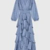 Vestido maxi com folhos