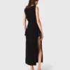 Vestido maxi com gola joia