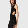 Vestido maxi com gola joia