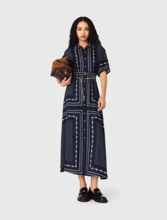 Vestido maxi com padrão esvoaçante