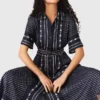 Vestido maxi com padrão esvoaçante