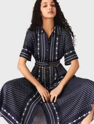 Vestido maxi com padrão esvoaçante
