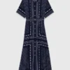 Vestido maxi com padrão esvoaçante