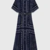 Vestido maxi com padrão esvoaçante