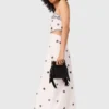 Vestido maxi com recortes bordados