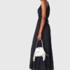 Vestido maxi de cetim plissado