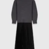 Vestido maxi de dois materiais