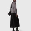 Vestido maxi de dois materiais