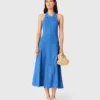Vestido maxi de guipure sem costas