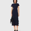 Vestido maxi de malha com folhos