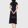 Vestido maxi de malha com folhos