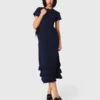 Vestido maxi de malha com folhos