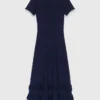 Vestido maxi de malha com folhos