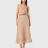 Vestido maxi de malha com strass