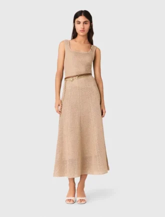 Vestido maxi de malha com strass