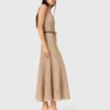 Vestido maxi de malha com strass