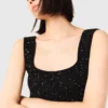 Vestido maxi de malha com strass