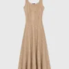 Vestido maxi de malha com strass