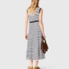 Vestido maxi de malha às riscas