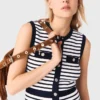 Vestido maxi de malha às riscas