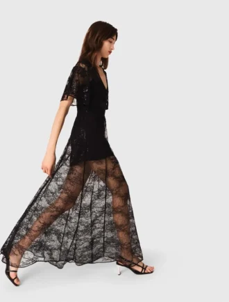 Vestido maxi de renda