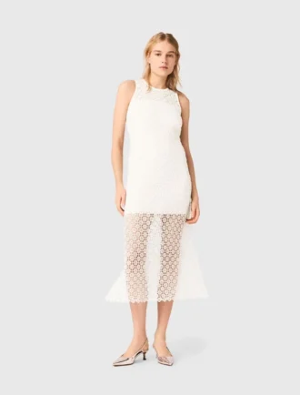 Vestido maxi em croché com strass