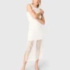 Vestido maxi em croché com strass