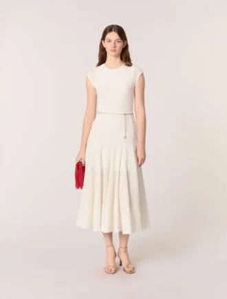 Vestido maxi em malha de croché