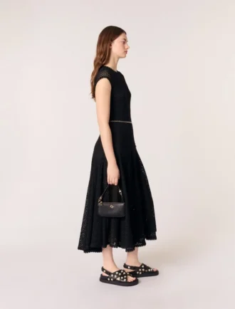Vestido maxi em malha de croché