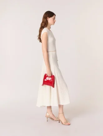 Vestido maxi em malha de croché