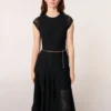 Vestido maxi em malha de croché