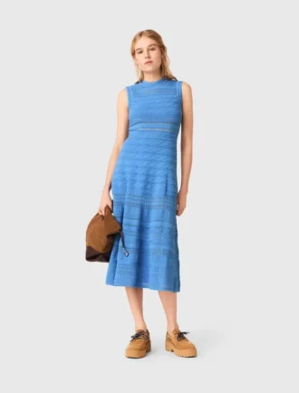 Vestido maxi em malha pointelle