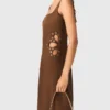 Vestido maxi em mistura de linho