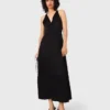 Vestido maxi esvoaçante com costas trançadas