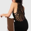 Vestido maxi esvoaçante com costas trançadas