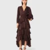 Vestido maxi esvoaçante com folhos