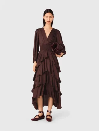 Vestido maxi esvoaçante com folhos