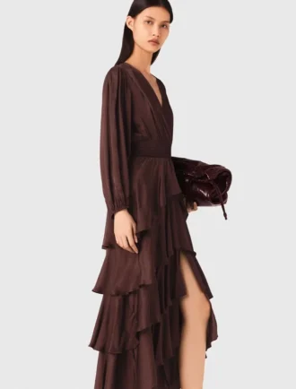 Vestido maxi esvoaçante com folhos