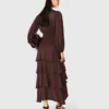 Vestido maxi esvoaçante com folhos