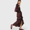 Vestido maxi esvoaçante com folhos