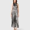Vestido maxi plissado