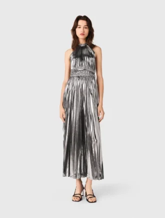 Vestido maxi plissado