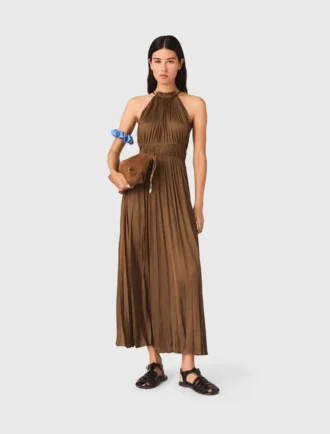 Vestido maxi plissado