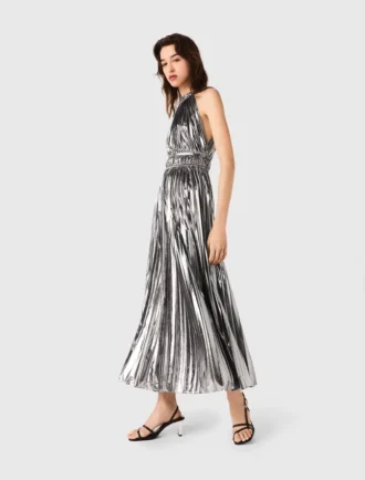 Vestido maxi plissado